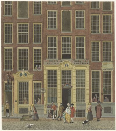 Die Buchhandlung und das Lotteriebüro von Jan de Groot in der Kalverstraat in Amsterdam von Isaac Ouwater