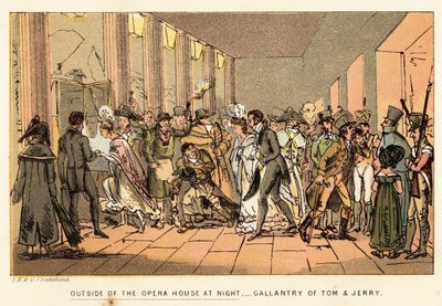 Außerhalb des Opernhauses bei Nacht von Isaac, Robert and George Cruikshank
