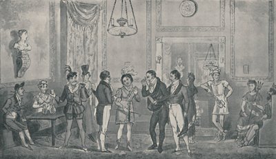 Der Grüne Raum im Drury Lane Theater, 1821 von Isaac, Robert and George Cruikshank