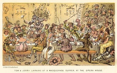 Tom und Jerry beim Maskenball-Supper im Opernhaus von Isaac, Robert and George Cruikshank
