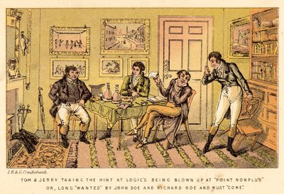 Tom und Jerry nehmen den Hinweis bei Logics Explosion bei Point Nonplus oder, lange gesucht von John? von Isaac, Robert and George Cruikshank