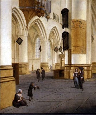Ansicht des südlichen Seitenschiffs der Kirche St. Bavo, Haarlem von Isaac van Nickele