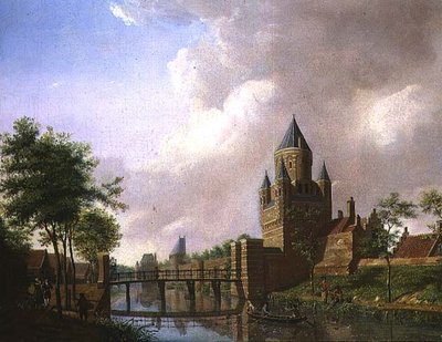 Ein Blick auf die Kleine Houtpoort, Haarlem von Isaac Ouwater
