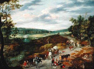 Diebe greifen einen Reisekonvoi an, 1656 von Isaak van Oosten