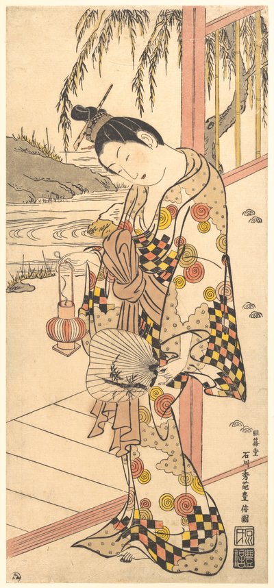 Junge Dame in Sommerkleidung von Ishikawa Toyonobu