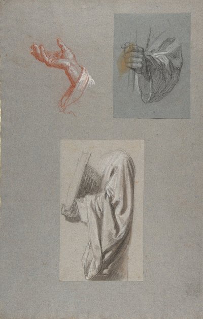 Hand von Saint Remi, Draperiestudie für Akolyth, der ein Buch hält (19. Jh.) von Isidore Pils