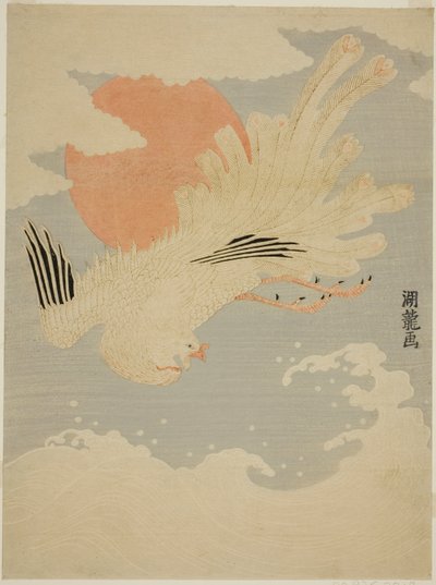 Phönix fliegt über Wellen vor der Morgensonne von Isoda Koryusai