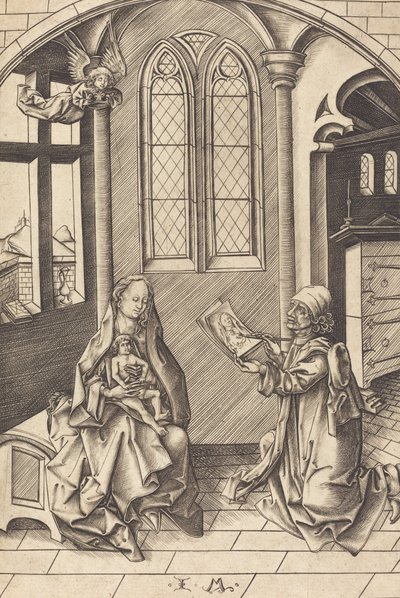 Der heilige Lukas zeichnet ein Porträt der Jungfrau, ca. 1475 von Israhel van Meckenem