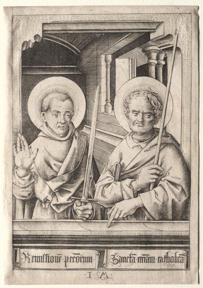 Die zwölf Apostel: Heiliger Simon (?) und Heiliger Matthäus von Israhel van Meckenem