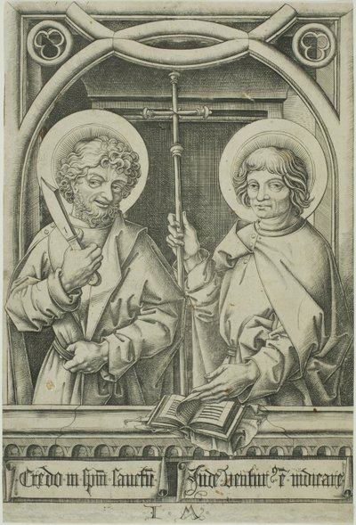Heiliger Bartholomäus und Heiliger Philippus aus Die Zwölf Apostel von Israhel van Meckenem the younger