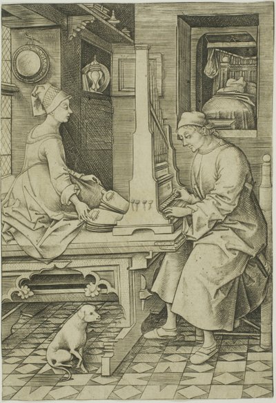 Der Orgelspieler und seine Frau von Israhel van Meckenem the younger