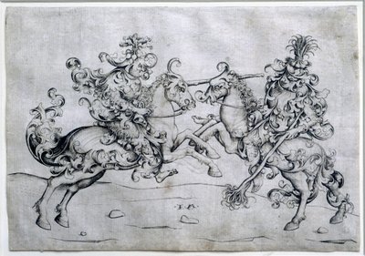 Zwei Reiter beim Spielen. Zeichnung von Israel Van Meckenem (ca. 1440-1503). Louvre Museum von Israhel van the younger Meckenem