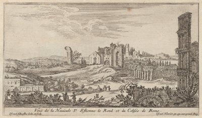 Ansicht der Navicule St. Estienne le Rond und des Kolosseums in Rom von Israël Silvestre