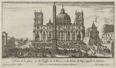 Ansicht des Platzes und der Kirche von St. Peter und des Papstpalastes, genannt der Vatikan von Israël Silvestre