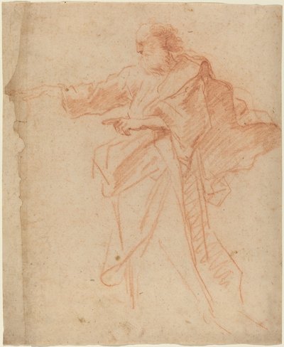 Stehender bärtiger Mann, der nach links zeigt von Italian 17th Century