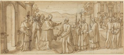 Das Treffen von San Carlo Borromeo und San Filippo Neri von Italian 17th Century