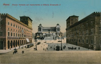 Piazza Venezia und Denkmal für König Viktor Emanuel II. von Italien, Rom. Postkarte von 1913. von Italian Photographer