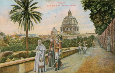 Papst Pius X. in den Gärten des Vatikans, Rom von Italian Photographer