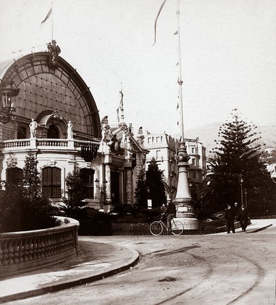 Der Eingang zur Kunstausstellung in Montecarlo, 1898, 25.02.1898 (s/w Foto) von Italian Photographer