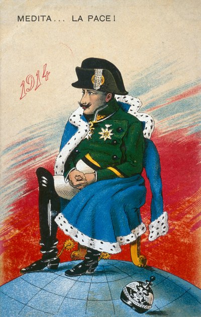 1914, Meditiert... Frieden! Karikatur des Nicht-Interventionismus von Italian School