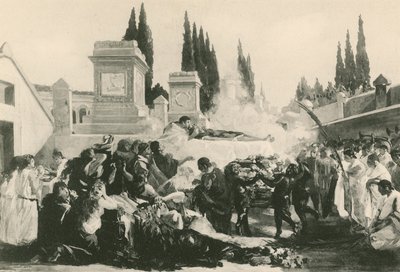 Eine Beerdigung im Ustrinum (Gravur) von Italian School