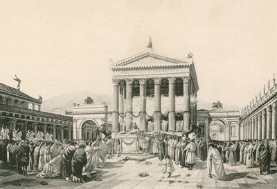 Ein Opfer für Jove im Zivilforum (Gravur) von Italian School