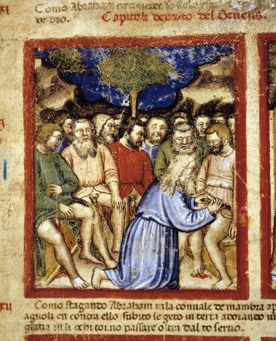 Abraham beschneidet die Juden, Illustration aus "Der Codex von Padua" 1390-1400 von Italian School