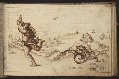 Menschliche Figur von Schlangen verfolgt, aus Historia Animalium von Italian School