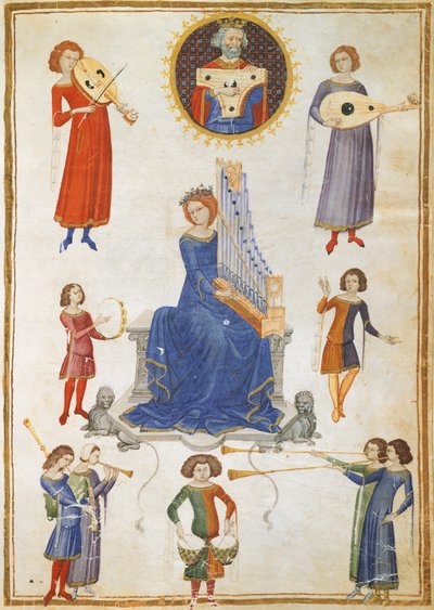 Allegorie der Musik, Manuskript V A Folio 27 aus dem Musik-Institut von Severin Boezio von Italian School