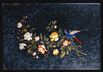 Ein italienischer pietre dure eingelegter schwarz-weiß marmorierter Tischplatte von Italian School