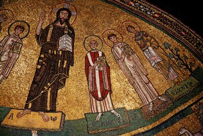 Apsis mit Christus, Heiligen und Papst Gregor IV (Mosaik) von Italian School