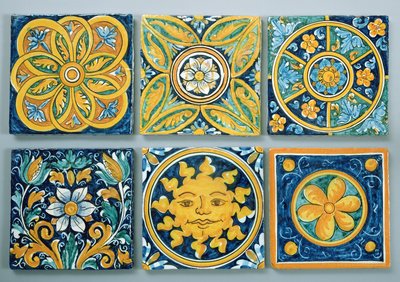 Keramikfliesen im typischen Caltagirone-Stil (Keramik) von Italian School
