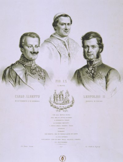 Karl Albert, Pius IX und Leopold II, 1848 von Italian School