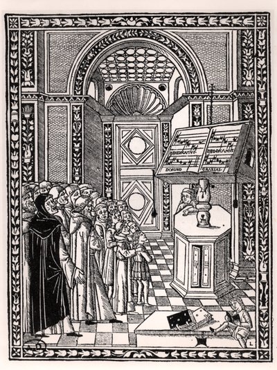 Kirchenchor, Illustration aus Practica Musicae von Franchino Gaffurio (1451-1522), veröffentlicht in Venedig 1512 von Italian School