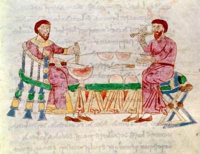 Codex 132 Livre 22 Kap.1 Das Mahl, aus De Universo von Rabanus Maurus (ca. 780-856) 1023 von Italian School
