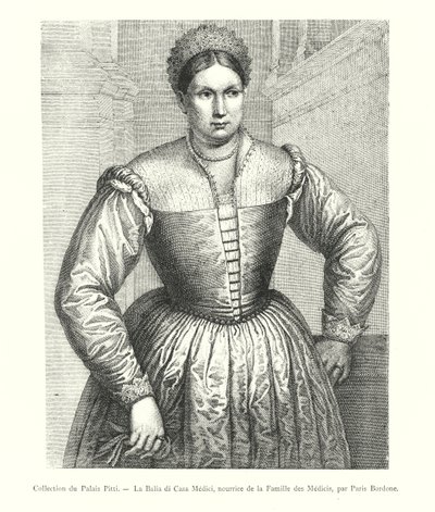 Sammlung des Palazzo Pitti, La Balia di Casa Medici, Amme der Familie Medici, von Paris Bordone (Gravur) von Italian School
