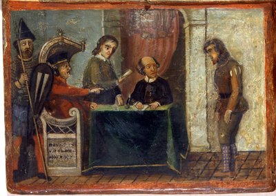 Verurteilung eines Bürgers in Anwesenheit des Richters und der Stadtvertreter 1273. Nationalarchiv, Siena. von Italian School
