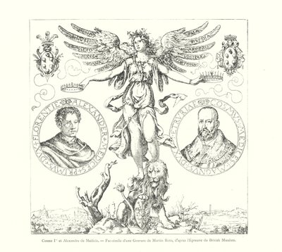 Cosme Ier et Alexandre de Medicis, Faksimile einer Gravur von Martin Rota, nach dem Exemplar des British Museum (Gravur) von Italian School