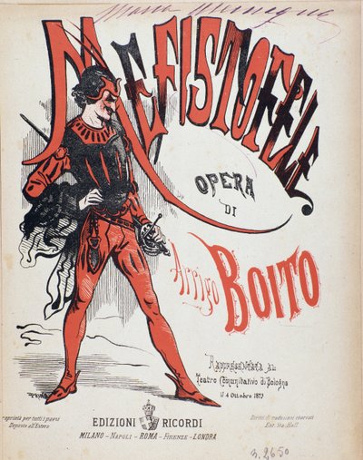 Titelblatt der Partitur der Oper Mefistofele von Arrigo (Enrico) Boito von Italian School