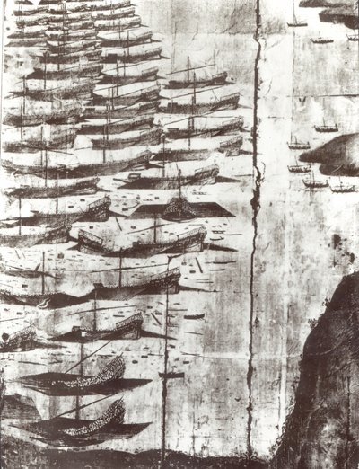 Detail aus einem Stich, der die Formation in der Schlacht von Coron darstellt von Italian School