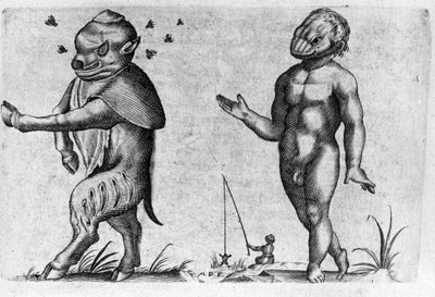 Verschiedene Arten von menschlichen Monstern. Gravur aus „De monstrorum natura, causis et differentiis“ von Fortunio Liceti (1577-1656), italienischer Wissenschaftler. 1646 von Italian School
