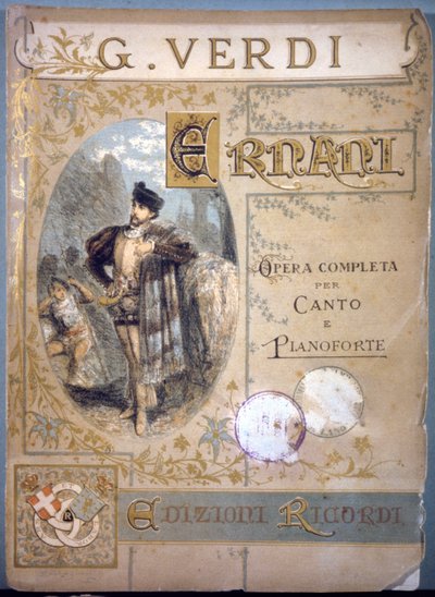 Ernani von Verdi, Umschlag für die Partitur für Gesang und Klavier, Mitte 19. Jahrhundert von Italian School