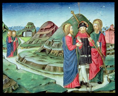 Fol.130v Christus begleitet zwei Jünger nach Emmaus, ohne dass sie es erkennen von Italian School
