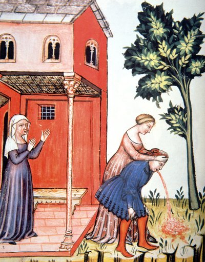 Erbrechen, Illustration aus Tacuinum Sanitatis Codex Vindobonensis von Italian School