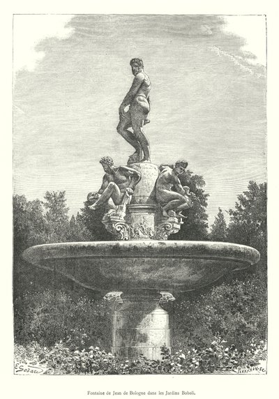 Brunnen von Jean de Bologne in den Boboli-Gärten (Gravur) von Italian School