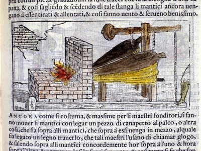 Schmiede - in „Pirotechnia“ von Biringuccio von Italian School