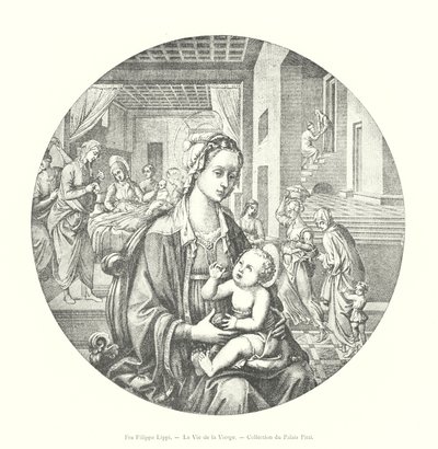 Fra Filippo Lippi, Das Leben der Jungfrau, Sammlung des Palazzo Pitti (Gravur) von Italian School