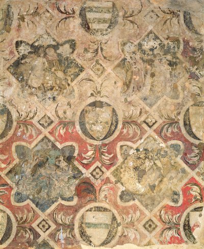 Fragment eines Freskos, dekoriert mit Wappen von Italian School