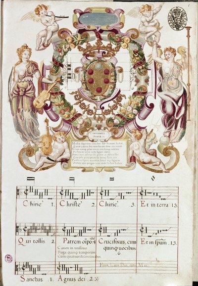 Frontispiz mit mediceischem Wappen der Partition von Missa ducalis von Italian School