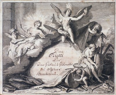 Frontispiz der Partitur von Due trietti per due violini e violoncello von Luigi Boccherini von Italian School